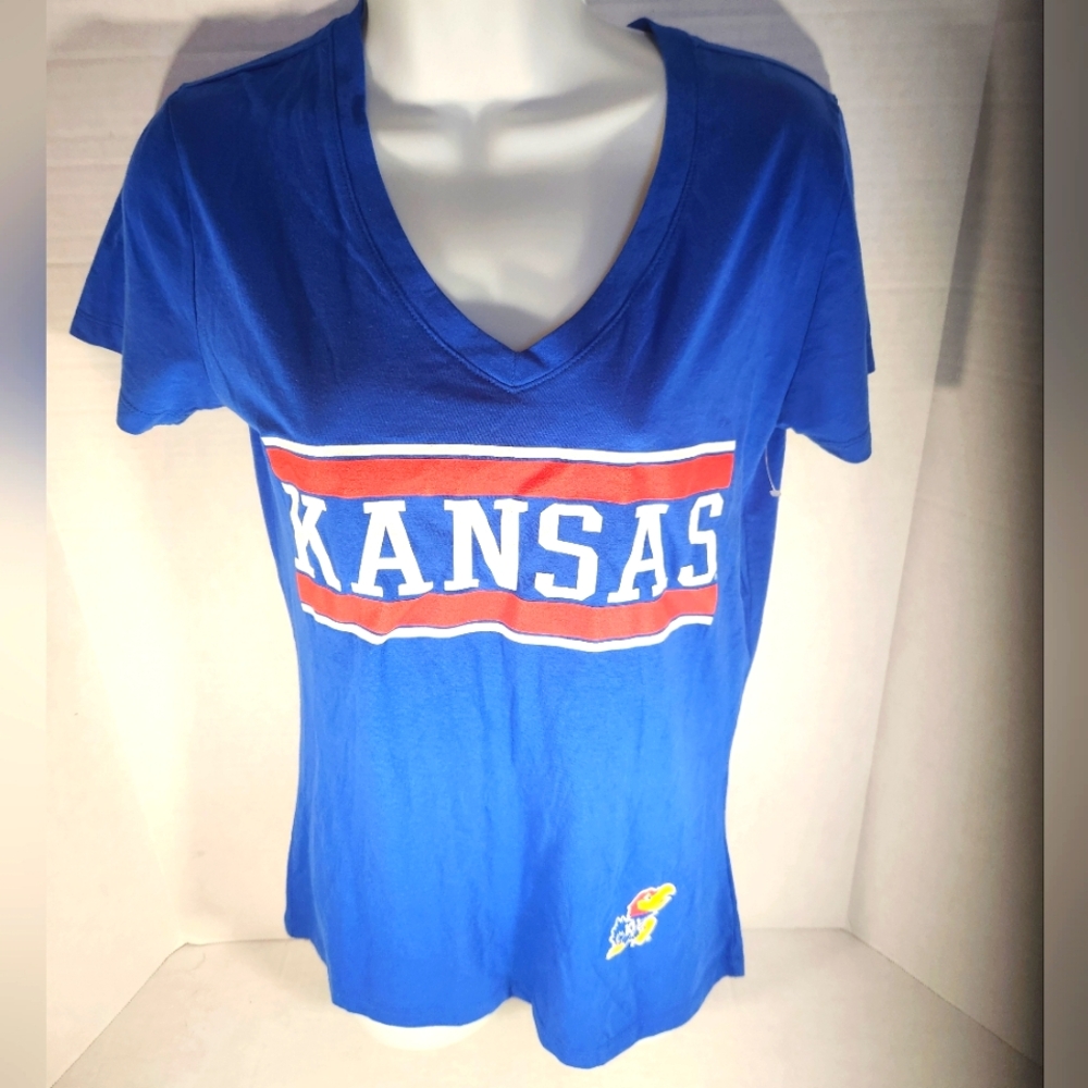 NWT Women's Kansas University Camp David V-neck T-shirt